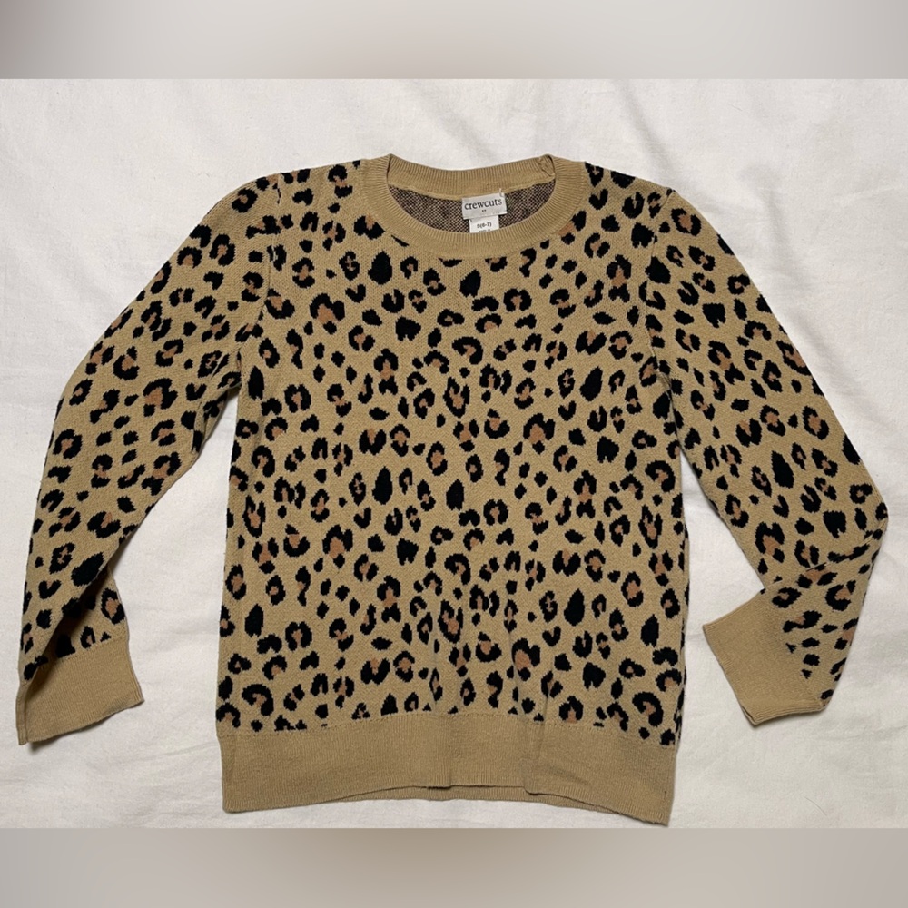 Crewcuts cotton leopard print sweater